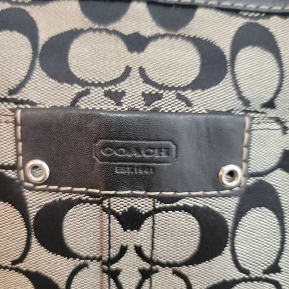 Coach Hadley Black and Gray Signature Canvas With Leather Trim Tote Bag - Picture 8 of 16